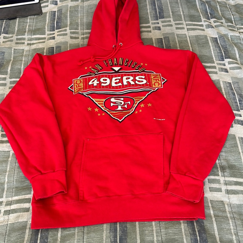 Men’s Vintage 1993  Home Team San Francisco 49ers Hoodie Sweatshirt sz M Red